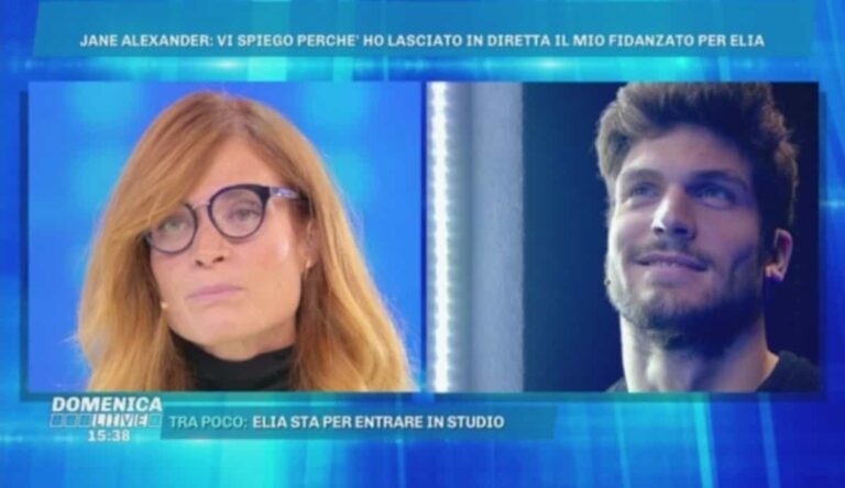 Domenica Live, Jane Alexander parla del rapporto con Elia Fongaro e della rottura con Gianmarco