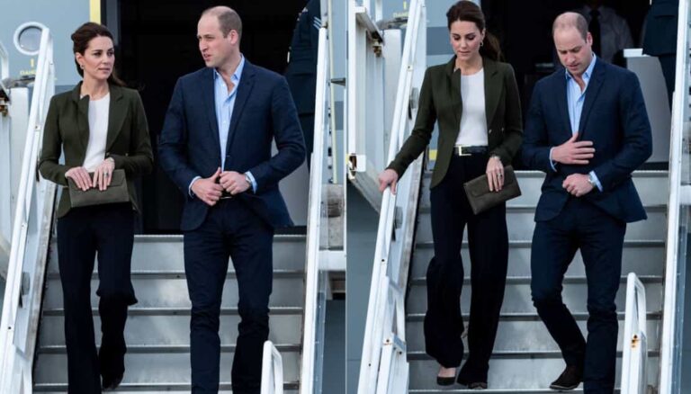 Kate sfoggia per la prima volta un tailleur pantalone e batte Meghan Markle